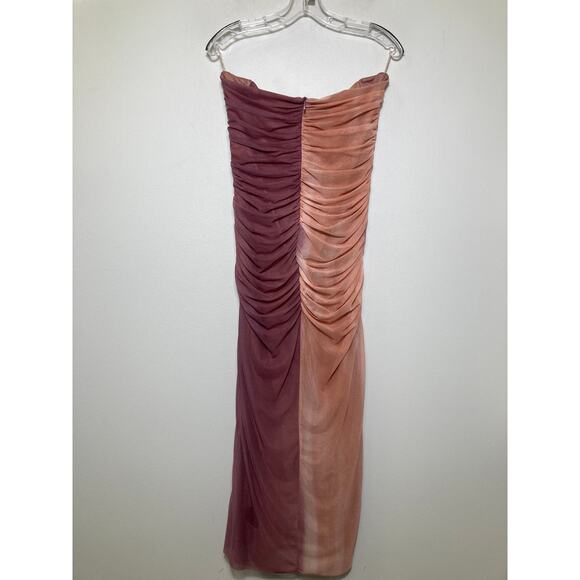 Zara Pink and Blush Mesh Strapless Dress Sz L - Picture 2 of 2